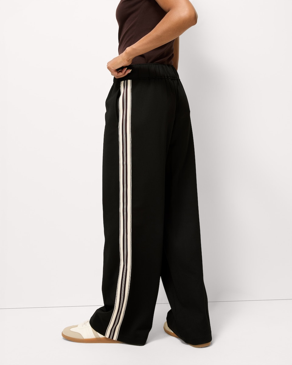 image 1 of F&F Side Stripe Wide Leg Trousers in Black