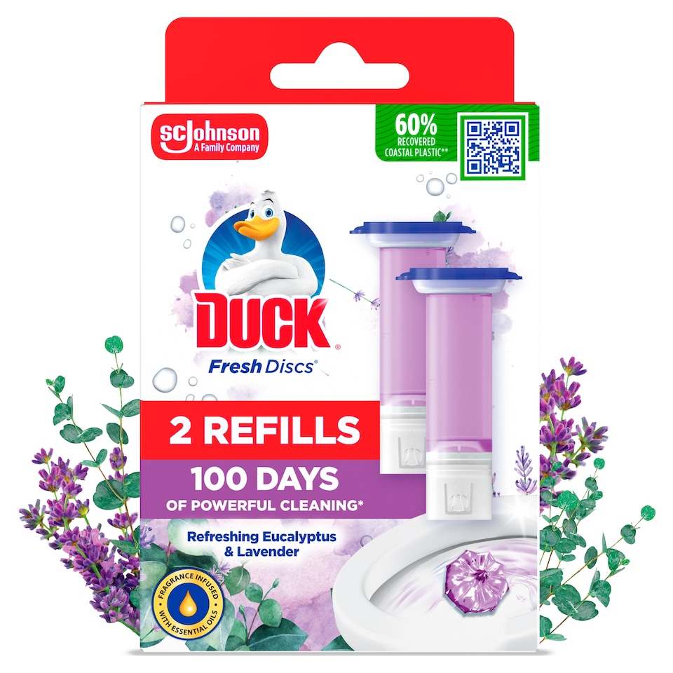 image 1 of Duck Fresh Discs Toilet Cleaner Refill - Eucalyptus Lavender 2 x 36ml