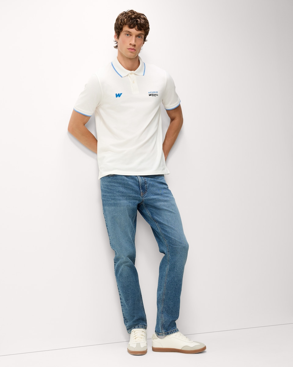 image 1 of Atlassian Williams Pure Cotton F1 Polo Shirt in Ecru