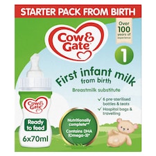 Cow & Gate First Infant Milk Formula Starter Pack From Birth 6 x 70ml