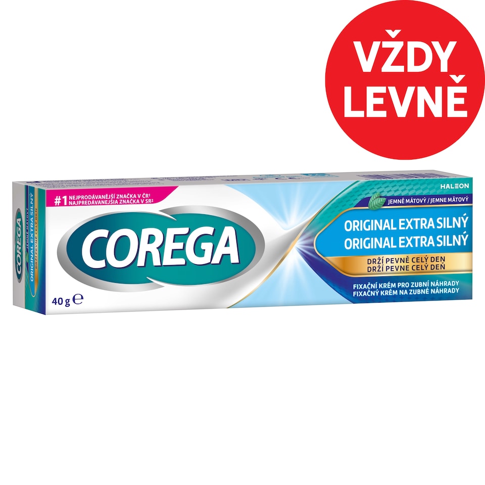 Obrázek 1 pro produkt Corega Fixační krém Original extra silný pro pevnou fixaci zubní náhrady, 40g