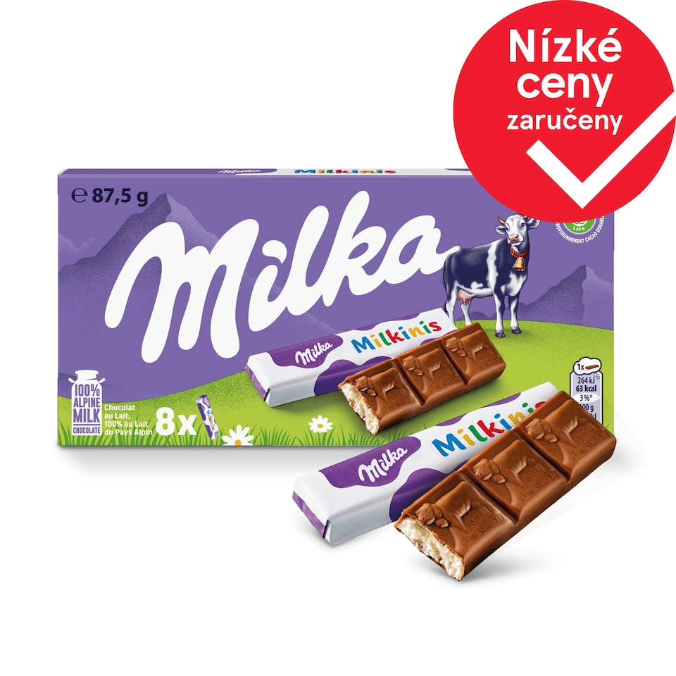 Milka tyčinky Milkinis s mléčnou náplní 87,5g