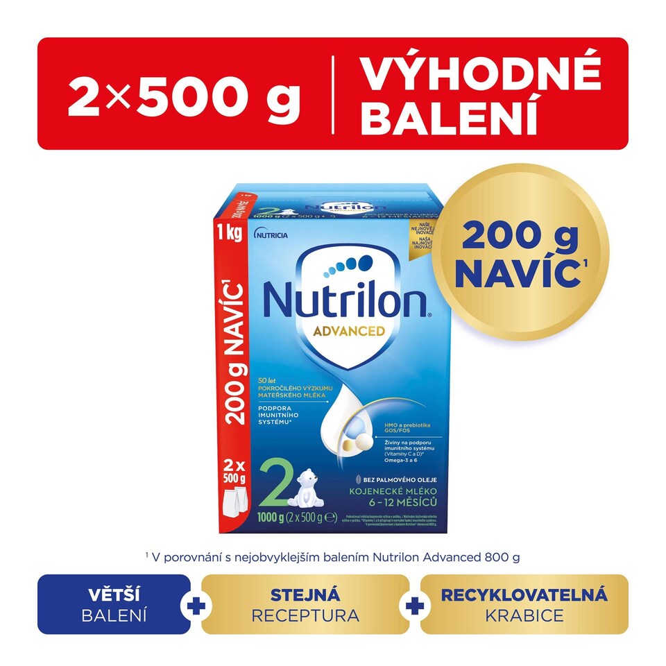 Obrázek 1 pro produkt NUTRILON Advanced 2 pokračovací kojenecké mléko 1000g