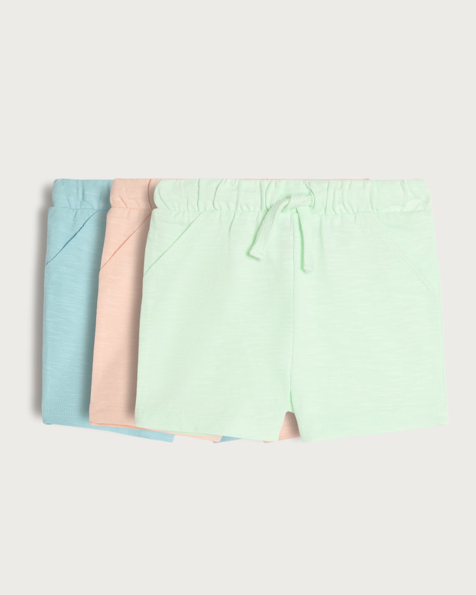 image 1 of F&F Baby 3-Pack Drawstring Waist Shorts in Multi