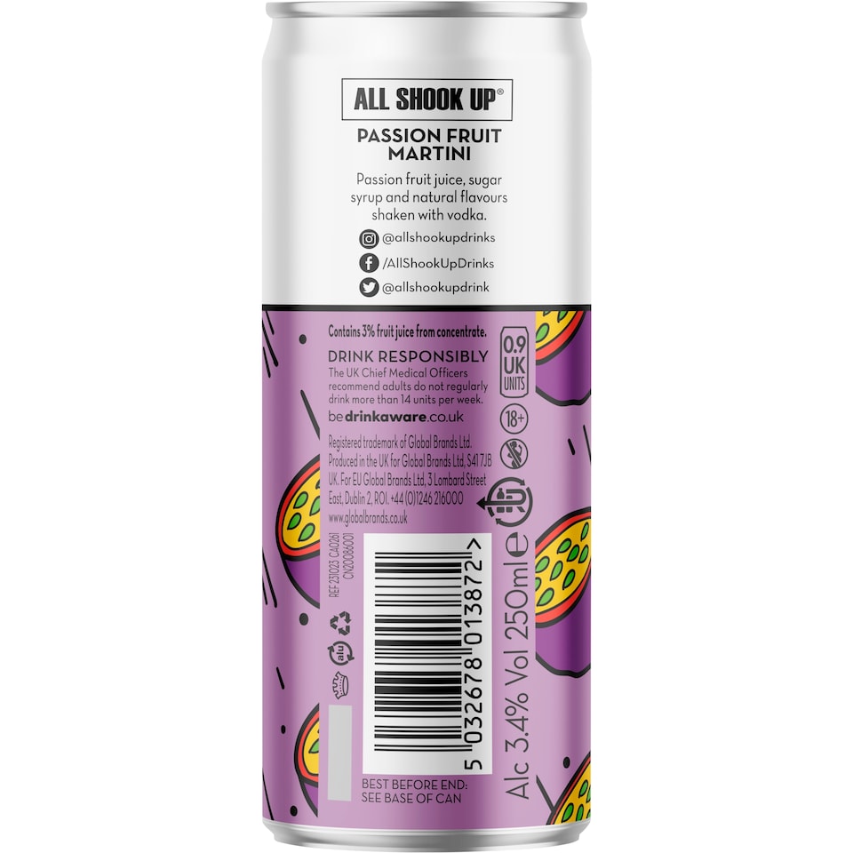 image 1 of All Shook Up Passion Fruit Martini 250ml
