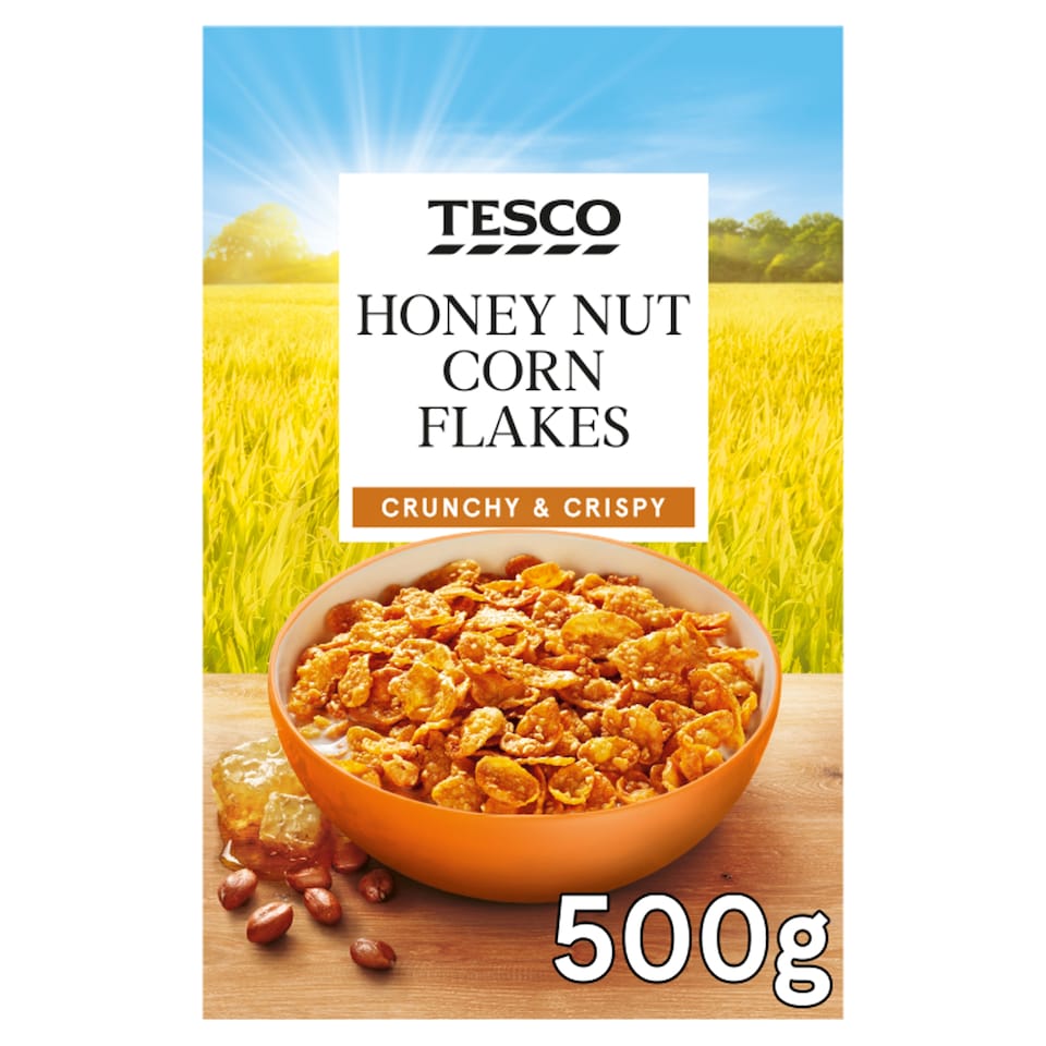 Tesco Honey Nut Corn Flakes Cereal 500G