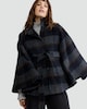 image 1 of The F&F Edit Check Print Belted Cape with Wool in Multi Blue
