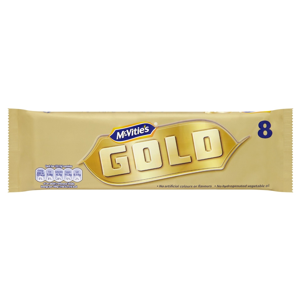 image 1 of McVitie's Gold Chocolate Biscuit Bars Multipack, 8 Pack 176g