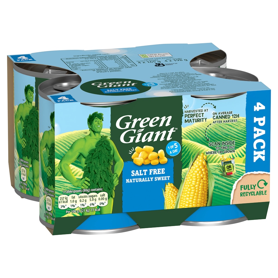 Green Giant No Added Salt Sweet Corn 4X198g