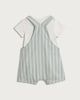 image 2 of F&F Baby 2-Piece Striped Dungarees and Bodysuit Set in Grey