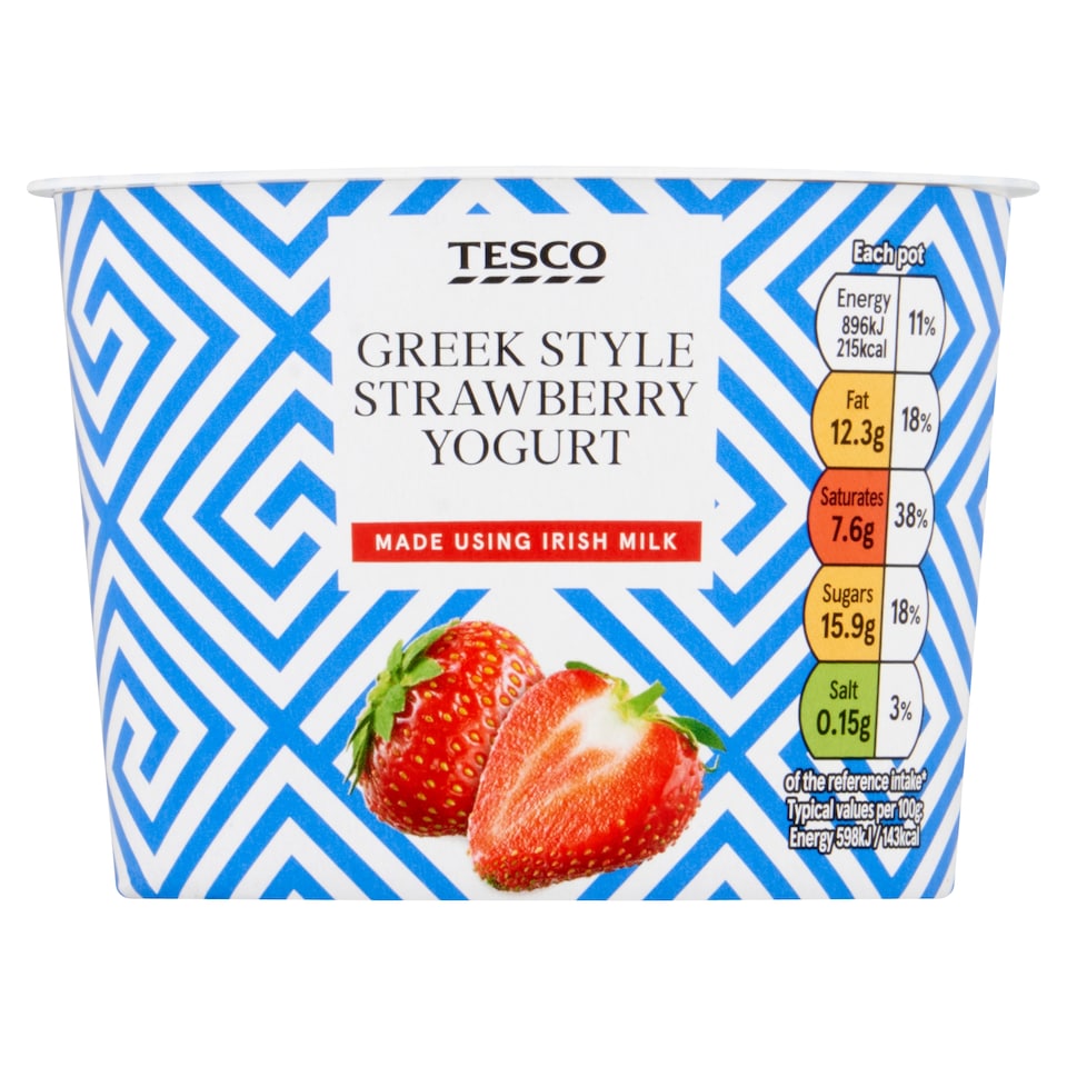 Tesco Greek Style Strawberry Yogurt 150g
