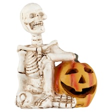 Halloween Skeleton and Carved Pumpkin LED Decoration