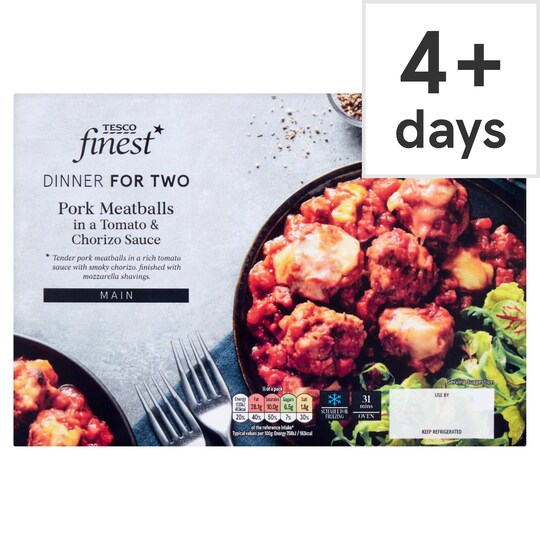 Tesco Finest Pork Meatballs In A Tomatoes And Chorizo Sauce 500g Tesco