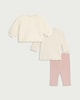 image 2 of F&F Baby 3-Piece Cotton Rich Jacket, Top and Leggings Set in Cream