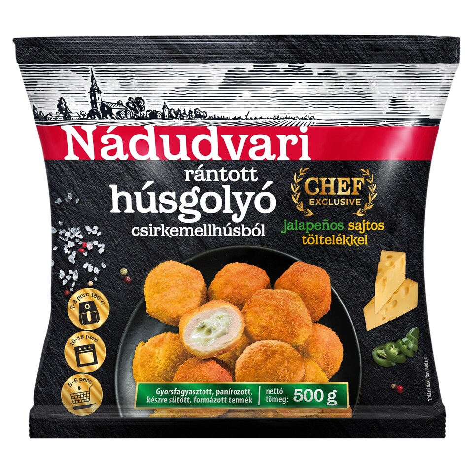 Nádudvari rántott húsgolyó csirkemellhúsból jalapenos sajtos töltelékkel 500 g
