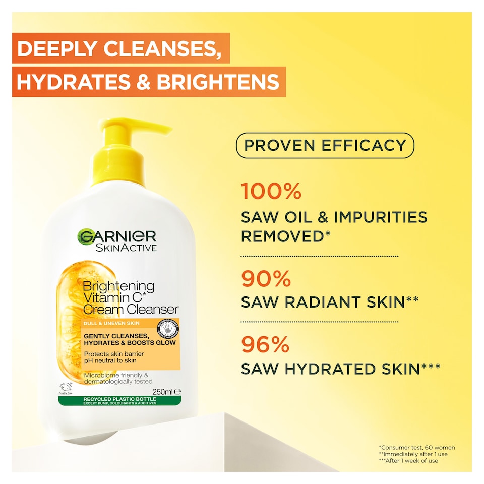 image 1 of Garnier Skinactive Brightening Vitamin C Cream Cleanser 250ml