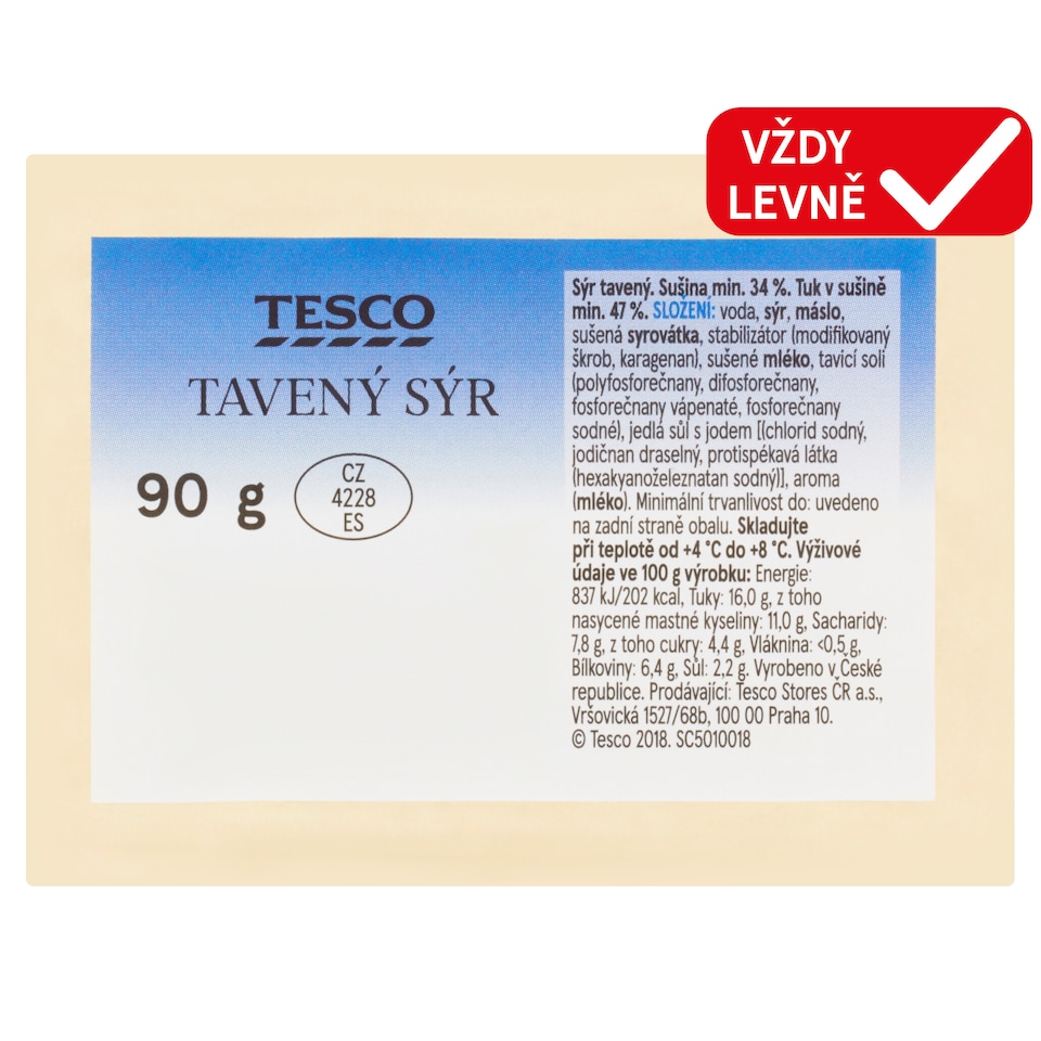 Tesco Tavený sýr 90g