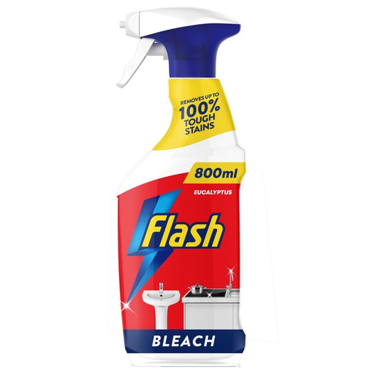 Flash Cleaning Spray With Bleach Eucalyptus Scent 800Ml Tesco Groceries