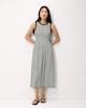 image 2 of F&F Cotton Rich Striped Scallop Edge Sleeveless Dress in Multi Black White