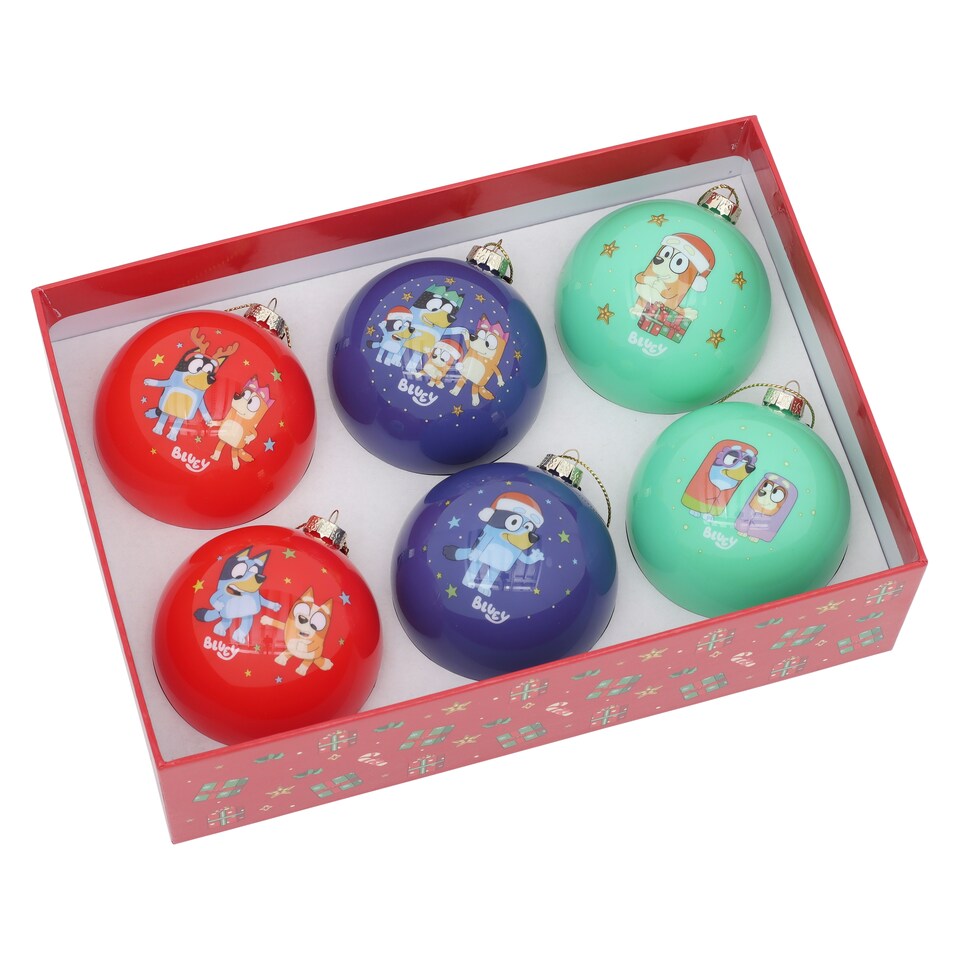image 1 of Bluey Baubles Christmas Decorations 6 Pack