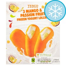 Tesco Mango Passion Fruit Frozen Yogurtlollies 3 X 90Ml
