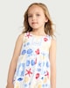 image 2 of F&F Girls Pure Cotton Sea Life Sleeveless Dress in Multi White