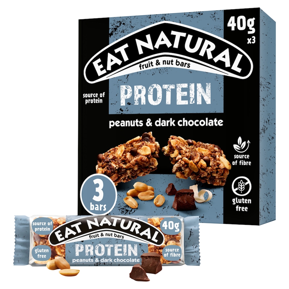 image 1 of Eat Natural Protein Fruit & Nut Bars - Peanuts & Dark Chocolate 3 x 40g