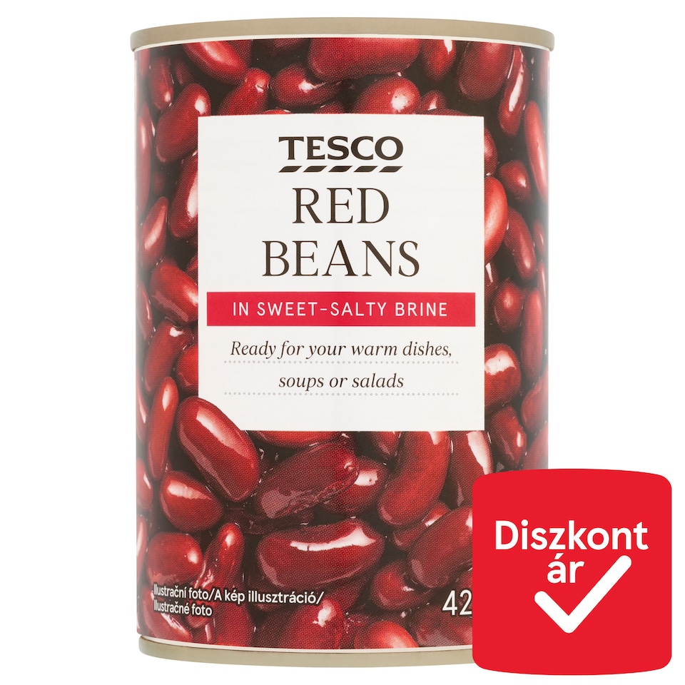 Tesco vörösbab cukrozott sós lében 420 g