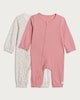 image 1 of F&F Baby Cotton Rich 2-Pack Zip Up Rompers in Pink