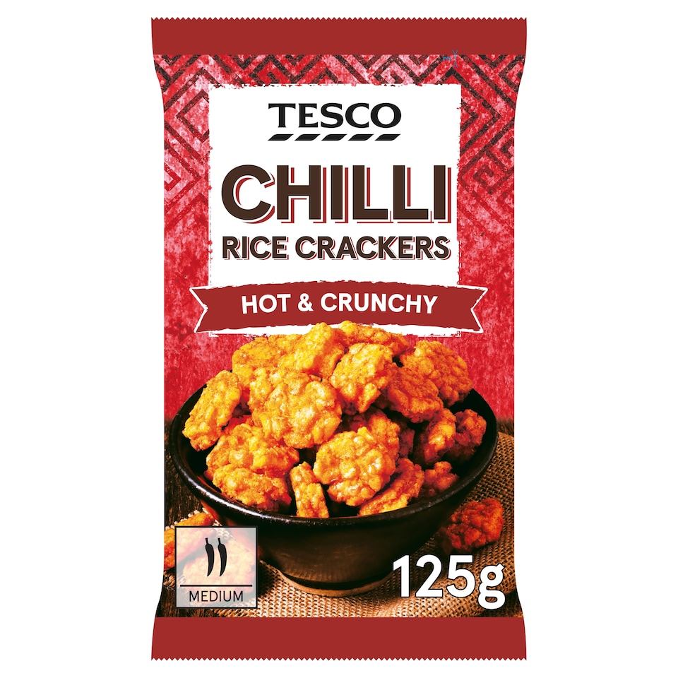 Tesco Chilli Rice Crackers Snacks 125 G