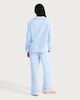 image 3 of F&F Pure Cotton Textured Contrast Trim Pyjama Set in Blue