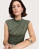 image 1 of F&F Polyamide Draped Ruched Sleeveless Top in Khaki