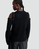 image 3 of F&F Cold Shoulder Sequin Embellished Jumper with Wool in Black