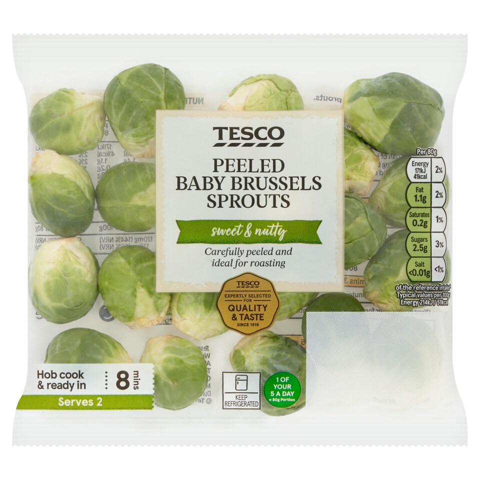 Tesco Peeled Baby Sprouts Peeled 180G (C)