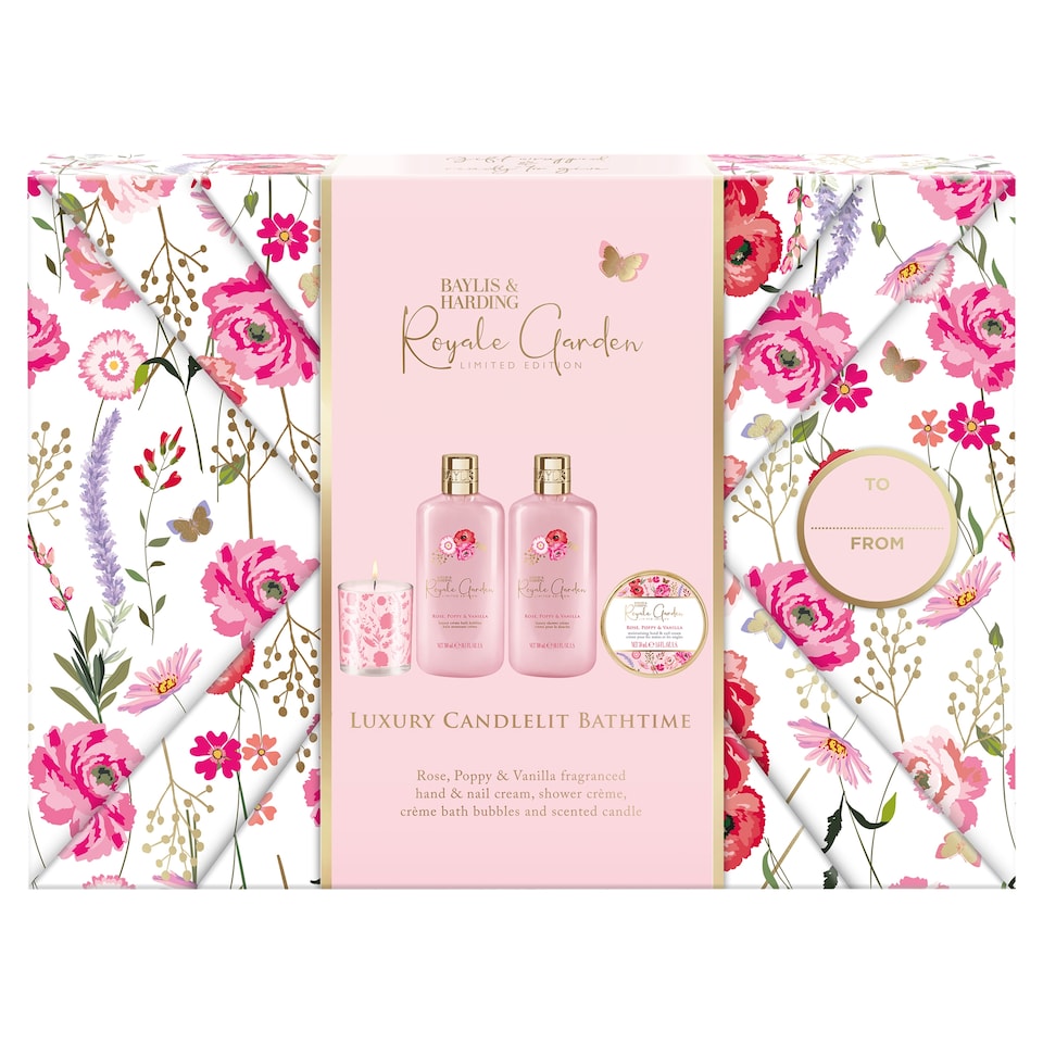 image 1 of Baylis & Harding Royale Garden Gift Wrapped Candlelit Gift Set