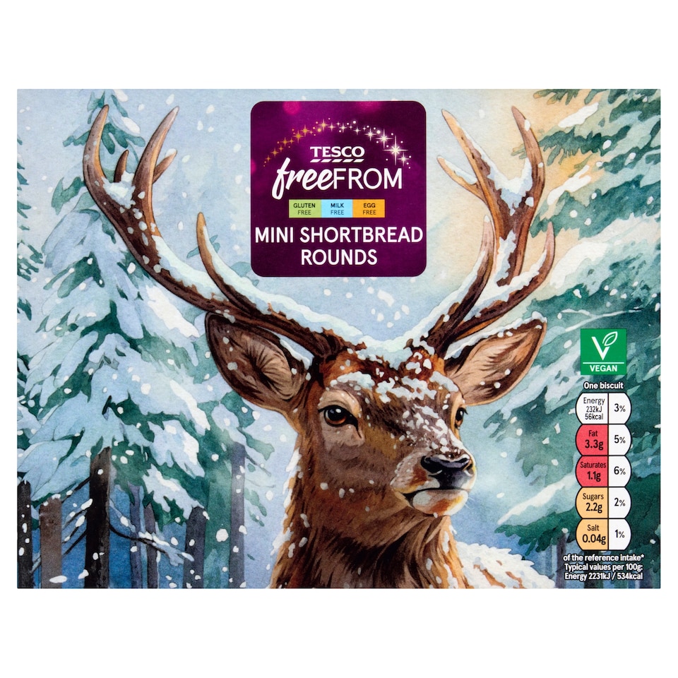 TESCO free FROM mini shortbread Rounds 250g