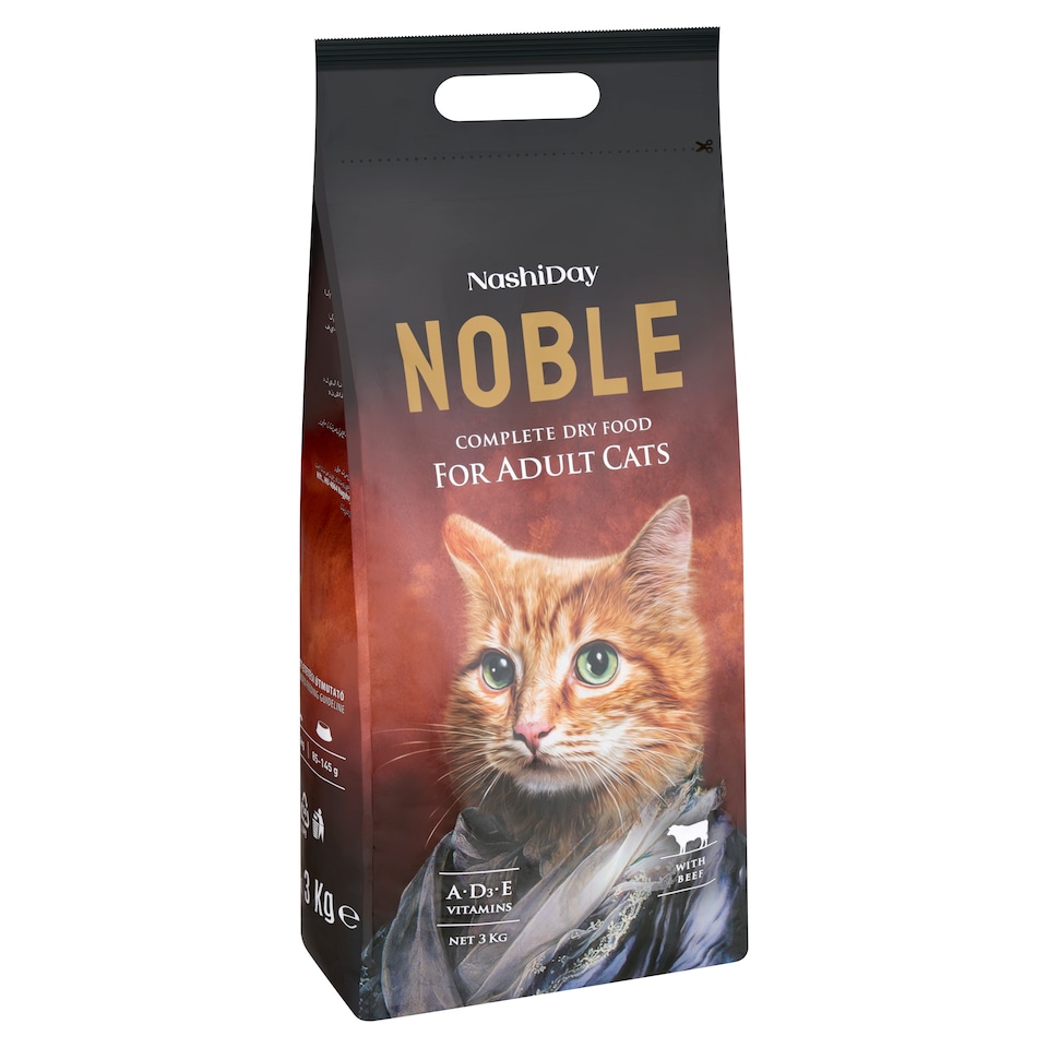 NashiDay Noble teljes értékű száraz állateledel felnőtt macskák számára marhával 3 kg  1. kép
