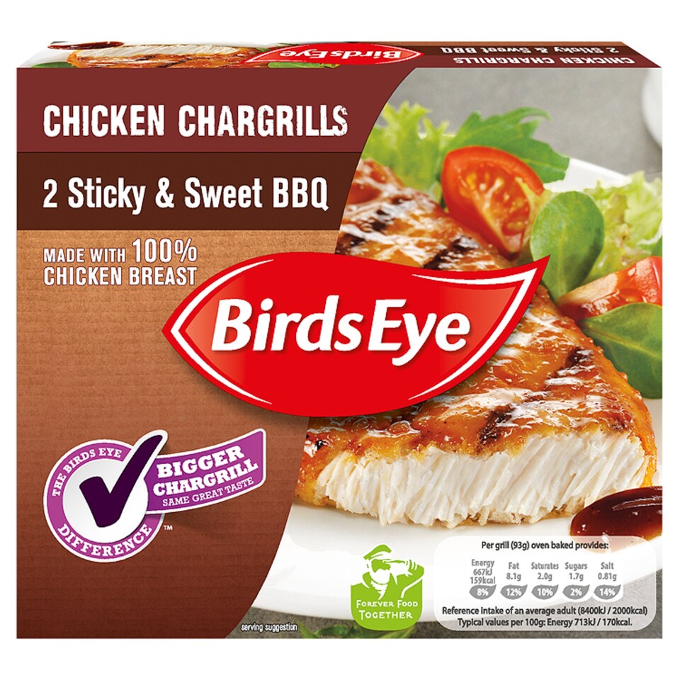 Birds Eye Chicken Chargrills - 2 Sticky & Sweet BBQ 186g