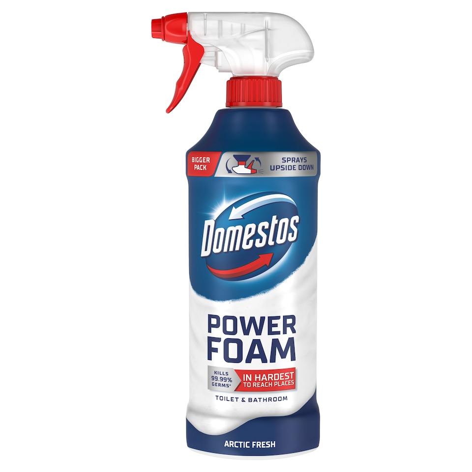 Domestos Power Foam Arctic Fresh WC és fürdőszoba tisztító és fertőtlenítő hab 650 ml