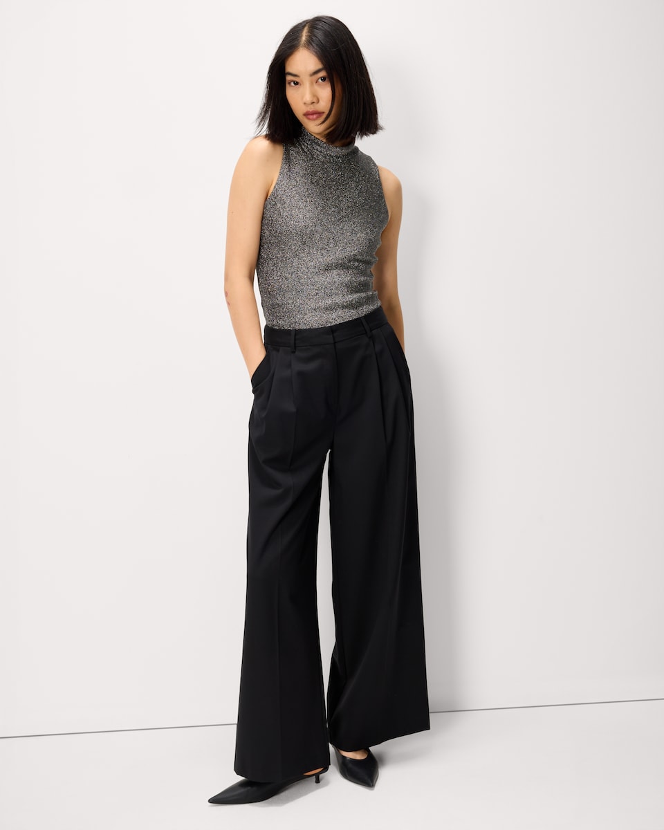 image 1 of F&F Glitter High Neck Vest in Black