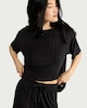 image 2 of F&F Ribbed Short Pyjama Set in Black