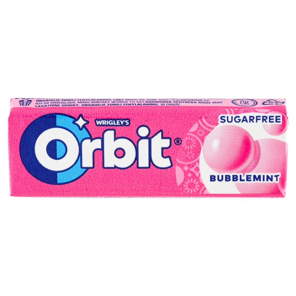 image 1 of Wrigley's Orbit Bubblemint Sugar Free Chewing Gum with Fruit and Mint Flavor 10 pcs 14 g