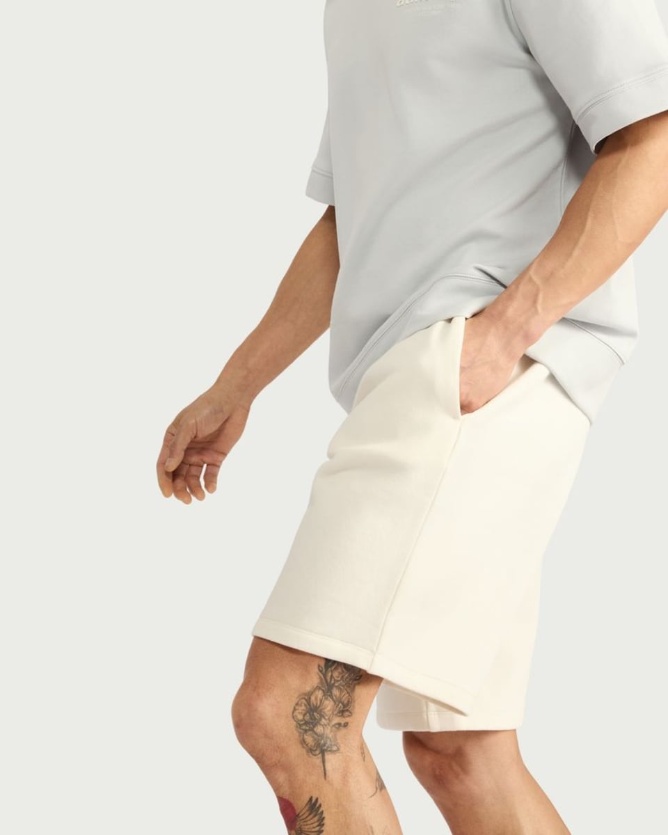 image 1 of F&F Active EVERYHOUR Cotton Rich Drawstring Shorts in Cream