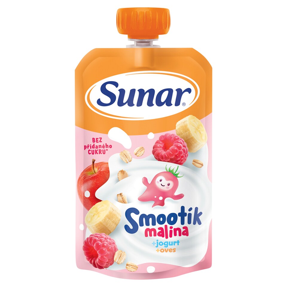 Obrázek 1 pro produkt Sunar Smootík dětská kapsička malina, jogurt, ovesné vločky 12m+, 120g
