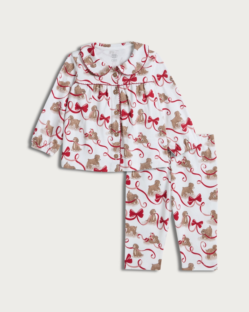 image 1 of F&F Curtis The Dog Baby Pure Cotton Printed Shirt and Trousers Pyjamas in White