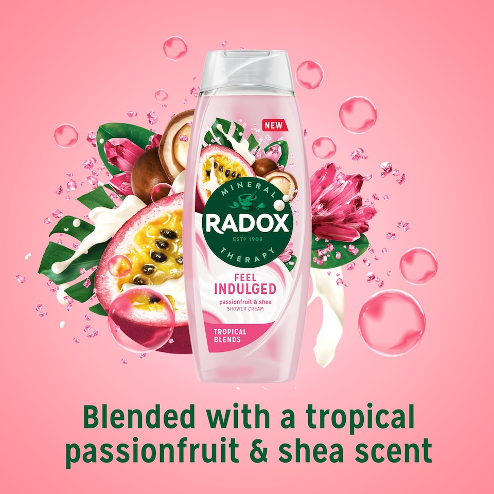 image 1 of Radox Passionfruit & Shea Feel Indulged Tropical Blends Shower Gel Body Wash 450ml