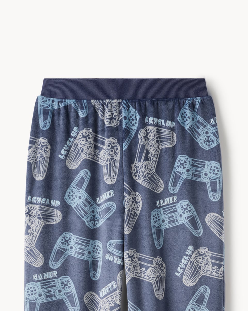 image 1 of F&F Boys Minky Fleece Gaming Pyjama Set in Multi