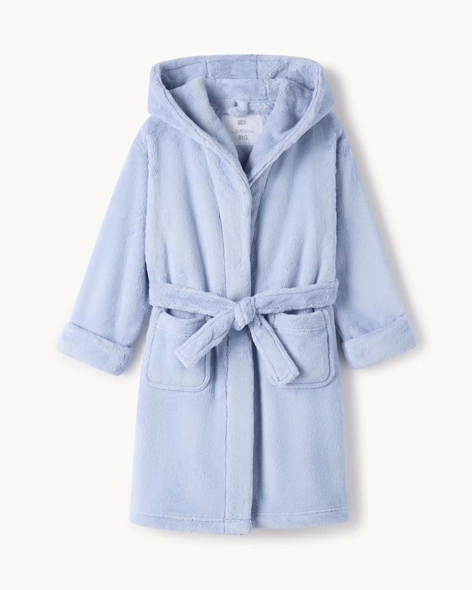 image 1 of F&F Girls Fleece Hooded Dressing Gown in Blue