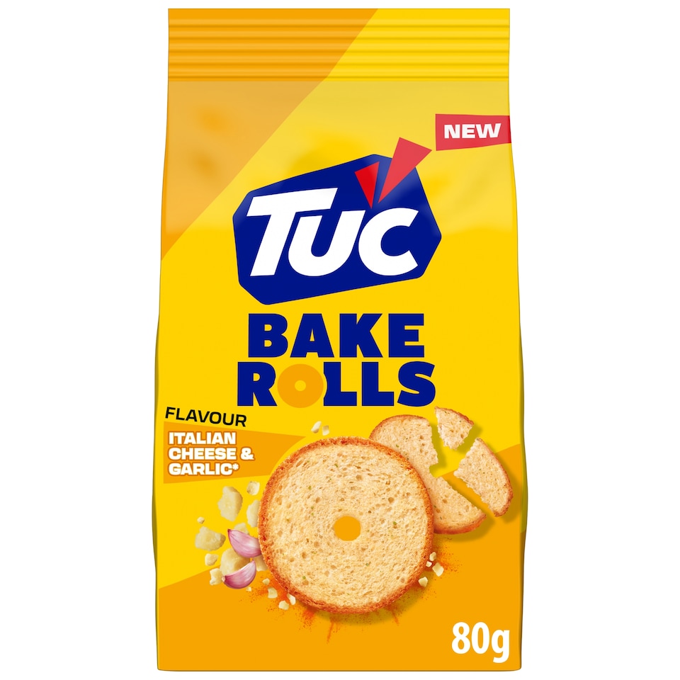 TUC Bake Rolls Sýr a česnek Chlebové suchary balení 80 g