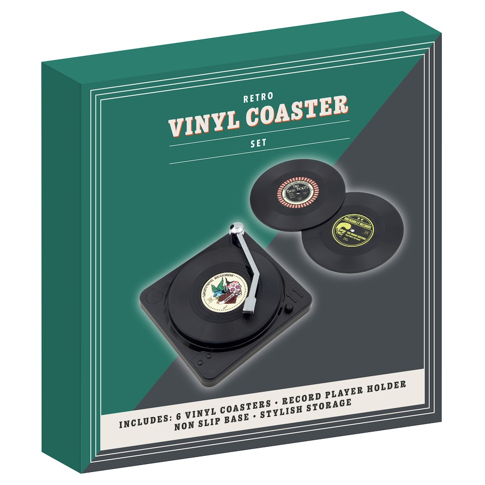 image 1 of Global Gizmos Retro Vinyl Record Coasters Gift Set
